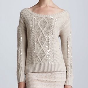 Haute Hippie Cream Off-the-Shoulder Sweater